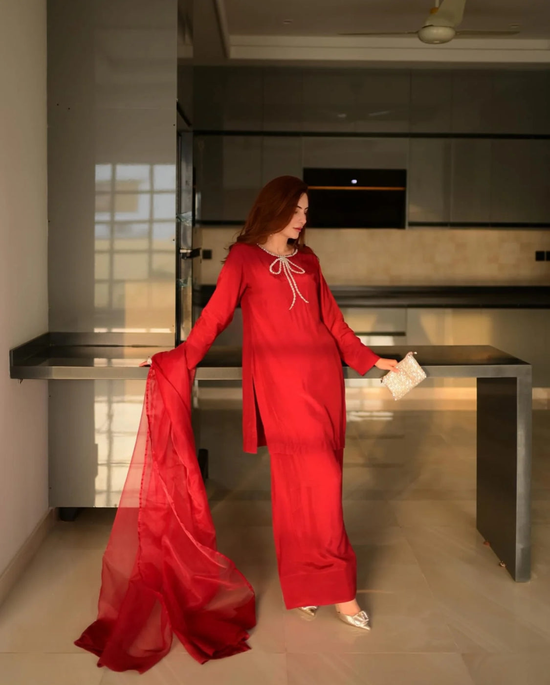 red raw silk dress Red Pure Silk Maxi Dress for Women