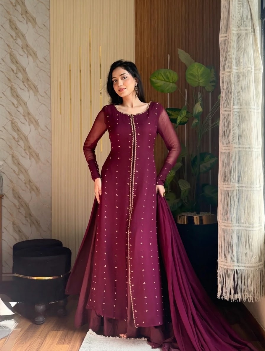 DREAM PURE SHIFOON  3-Piece Ladies Suit – Hand-Embellished Shirt,& Handmade Dupatta