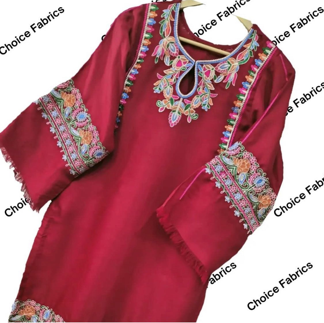 PASHMINA WOOL MEROON KURTA PA-04 ChoiceFabrics