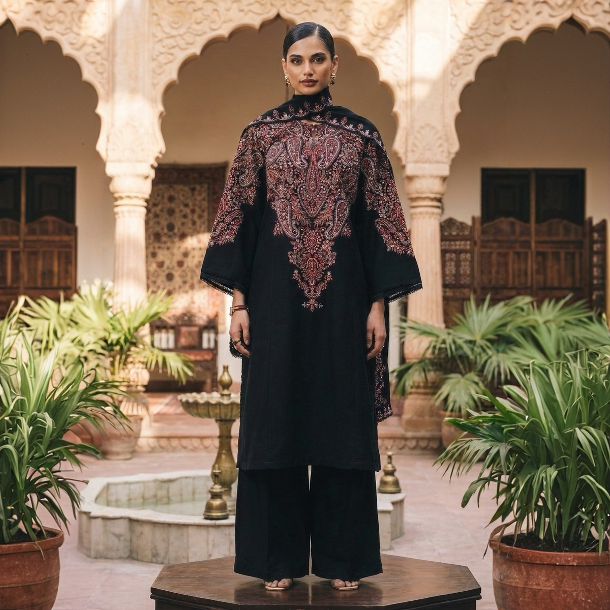 MAHNOOR WINTERS 3PICE DHNAK MARINA OUTFIT WITH SHIFOON DUOTA