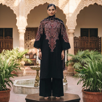 MAHNOOR WINTERS 3PICE DHNAK MARINA OUTFIT WITH SHIFOON DUOTA