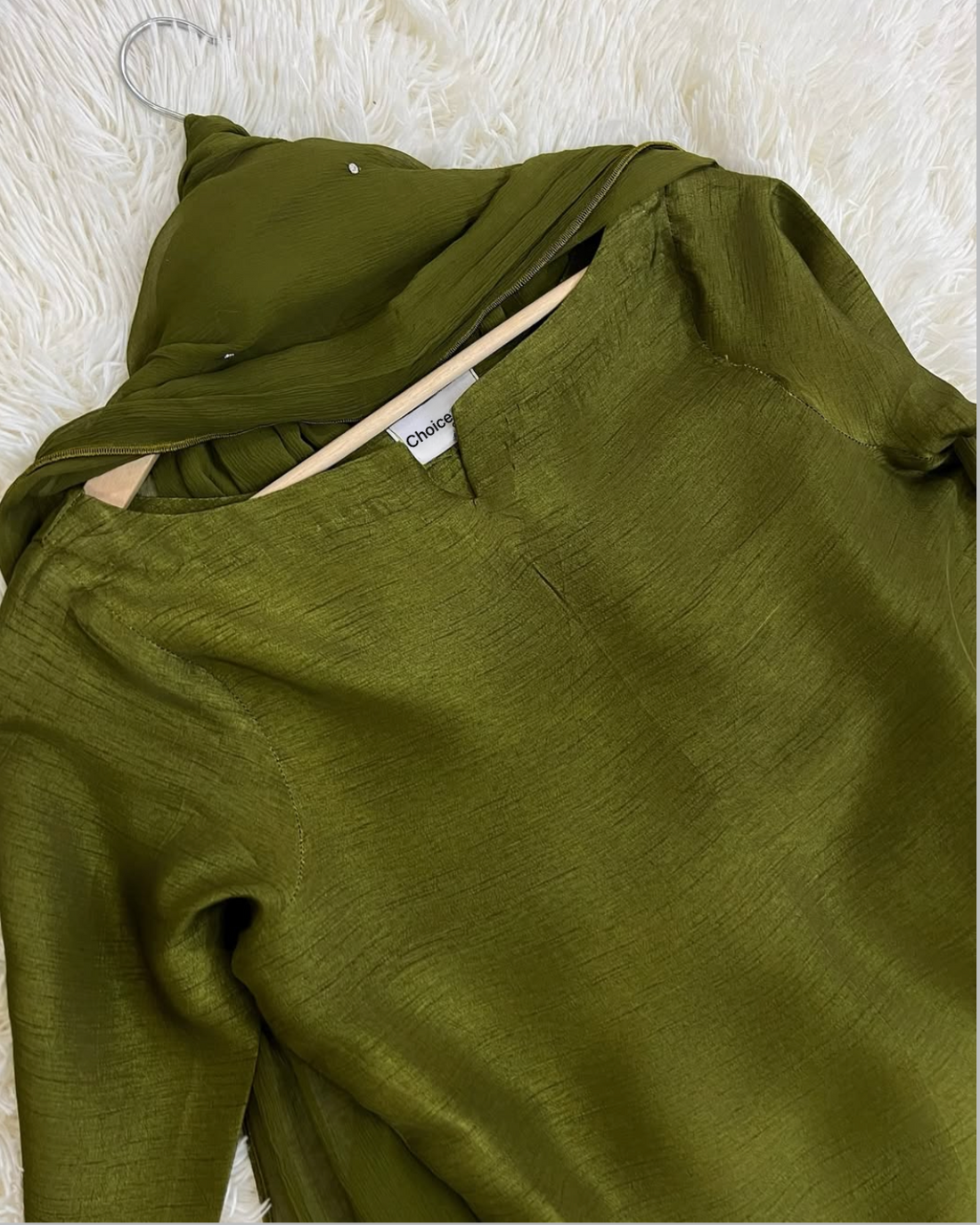 OLIVE ATIRE-PURE RAW SILK ChoiceFabrics