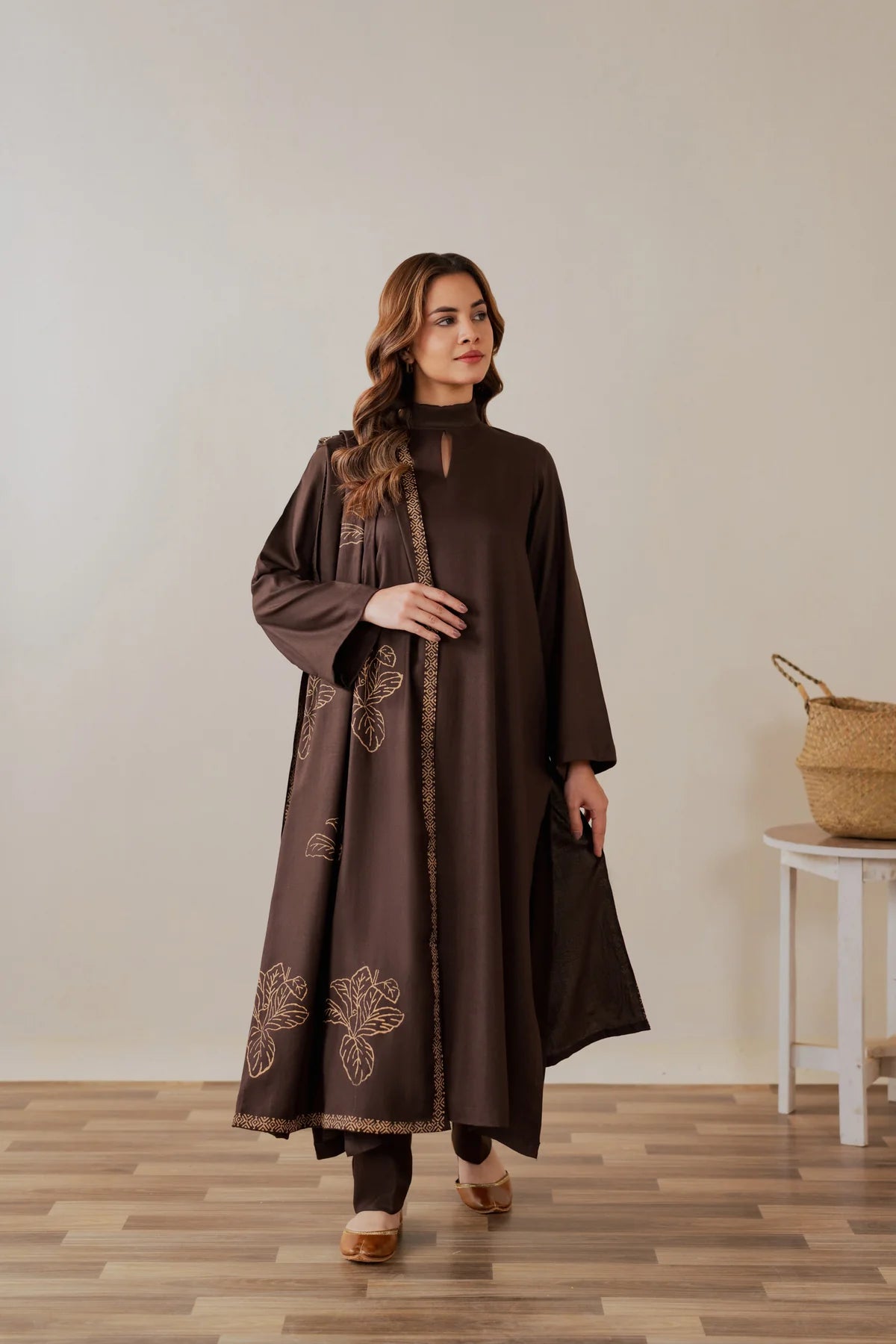 CHAHAT MARINA WOOL WINTERS WOOL SHAWL 3PICE DRESS