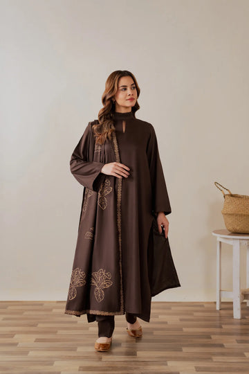 CHAHAT MARINA WOOL WINTERS WOOL SHAWL 3PICE DRESS