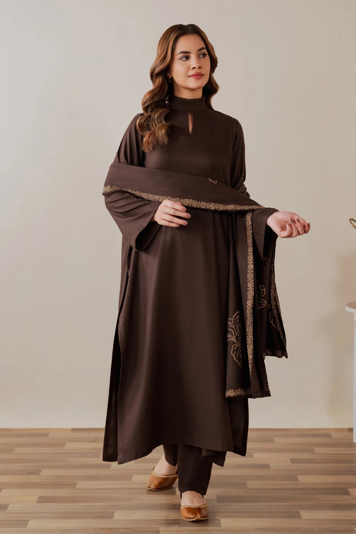 CHAHAT MARINA WOOL WINTERS WOOL SHAWL 3PICE DRESS