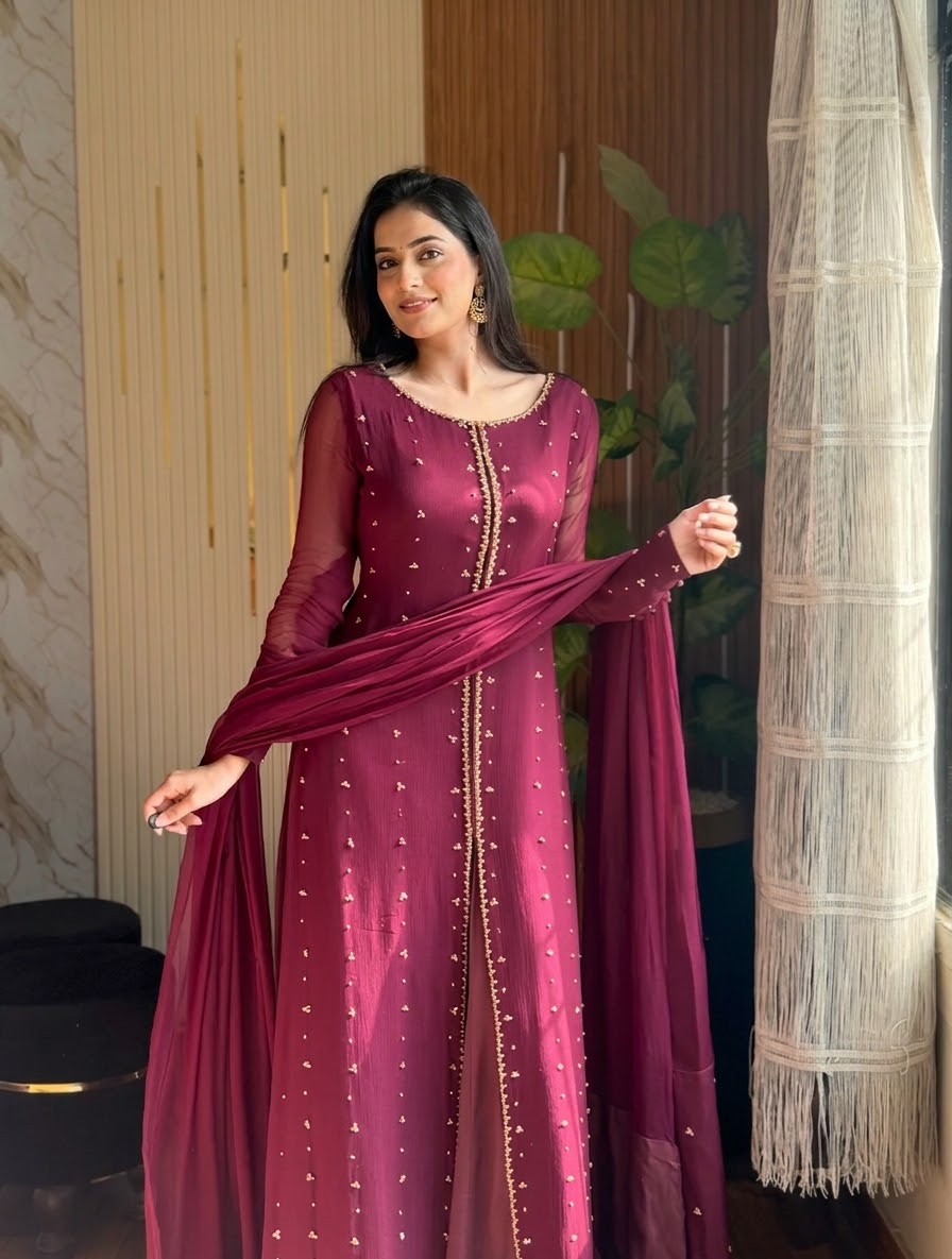 DREAM PURE SHIFOON  3-Piece Ladies Suit – Hand-Embellished Shirt,& Handmade Dupatta