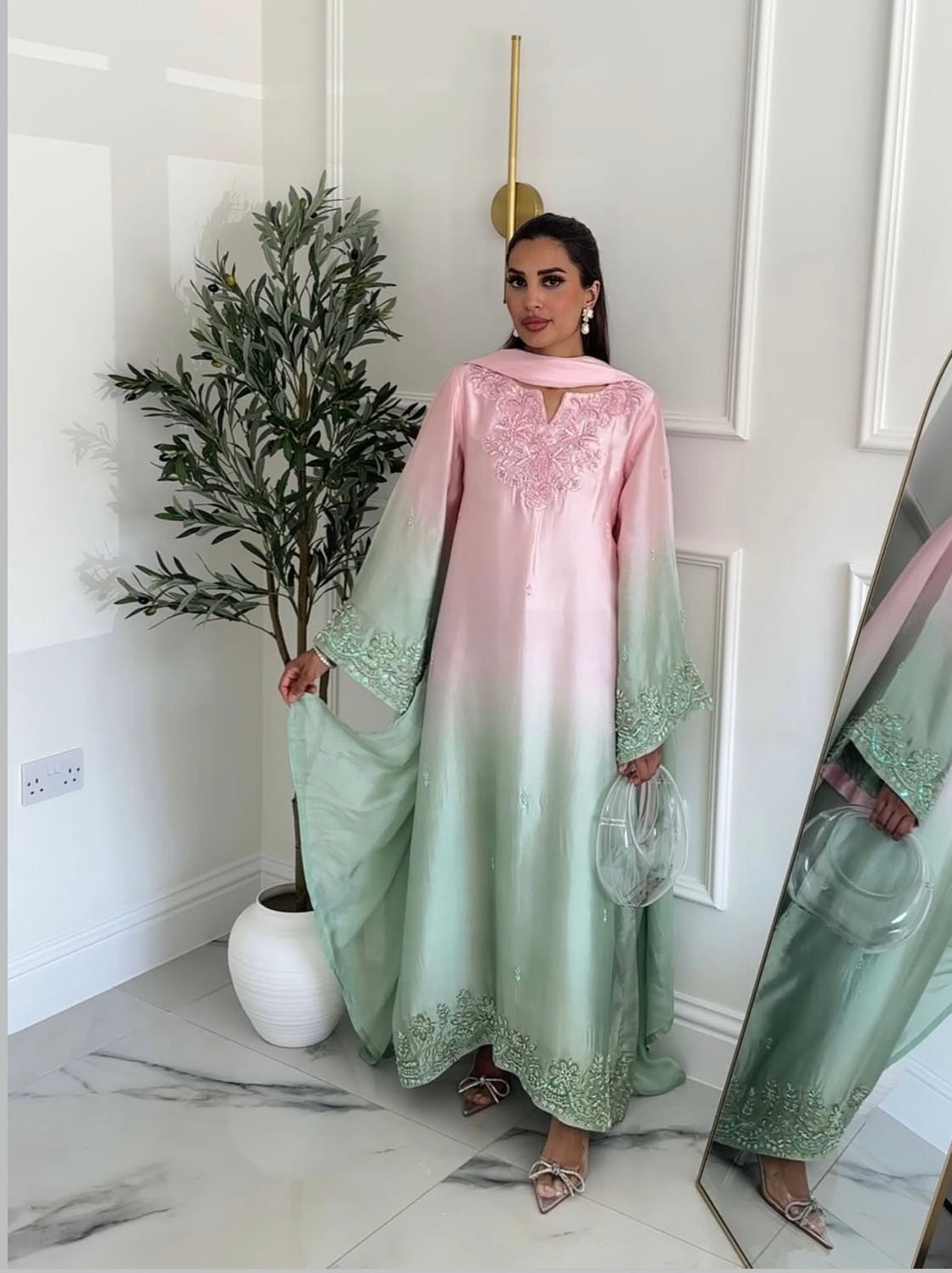 TWO TONE KAFTAN- TUSSLE SILK & MEDIUM SILK DUPTA