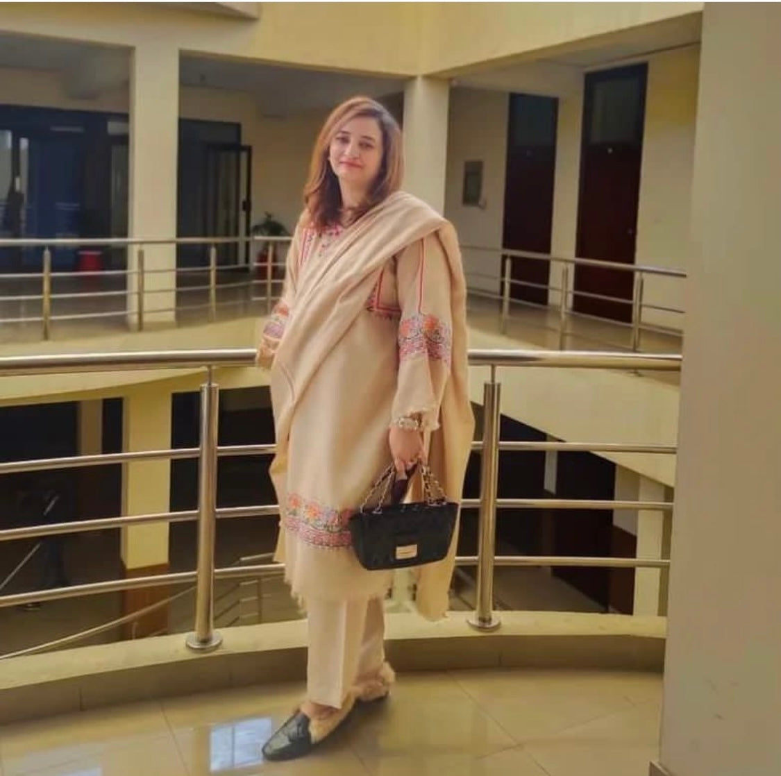 Beige Pashmina Wool Kurta Cord Set – Elegant Embroidered Winter Outfit for Women-CF03 ChoiceFabrics