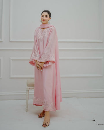 CANDY KAFTAN- SOFT SILK  3pc  with trouser & Shfoon Dupta