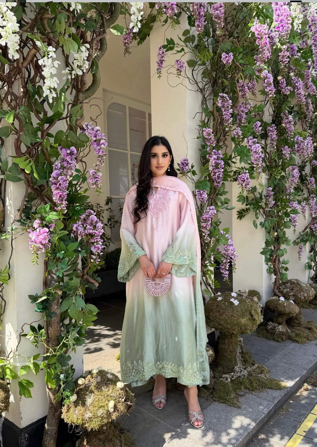 TWO TONE KAFTAN- TUSSLE SILK & MEDIUM SILK DUPTA