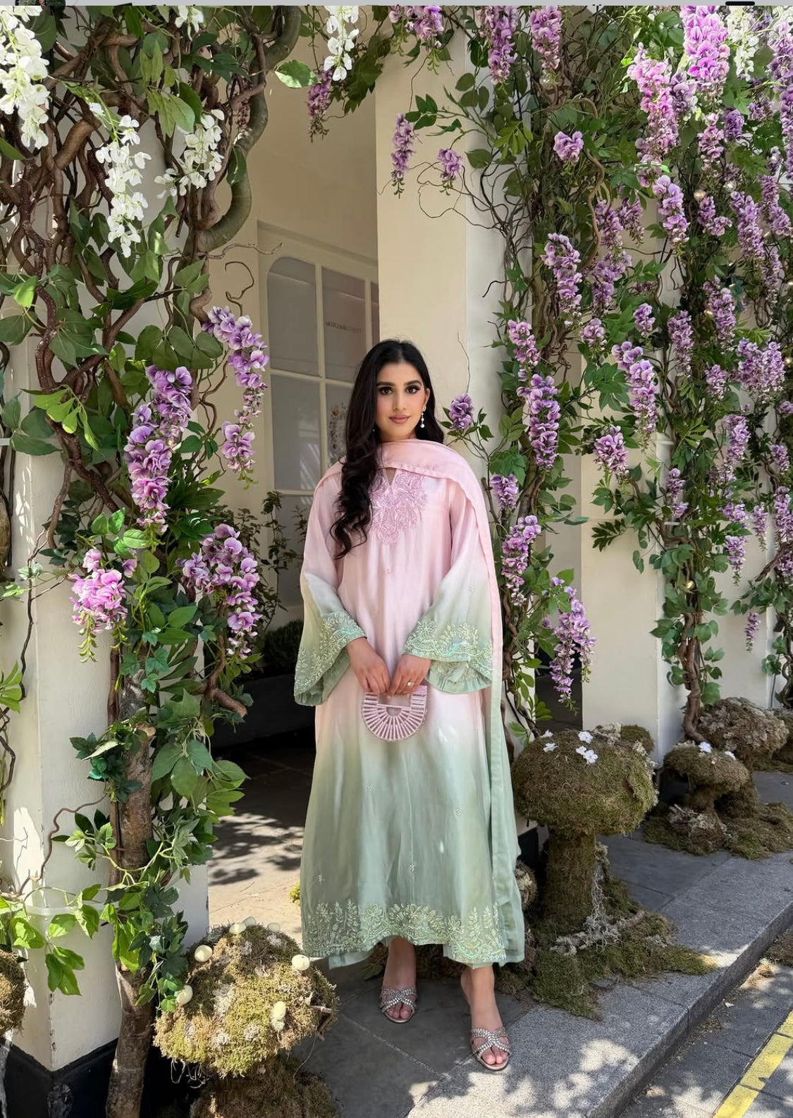TWO TONE KAFTAN- TUSSLE SILK & MEDIUM SILK DUPTA