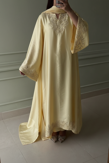 SUNSHINE  KAFTAN- SOFT SILK  3pc  with trouser & Shifoon  Dupta