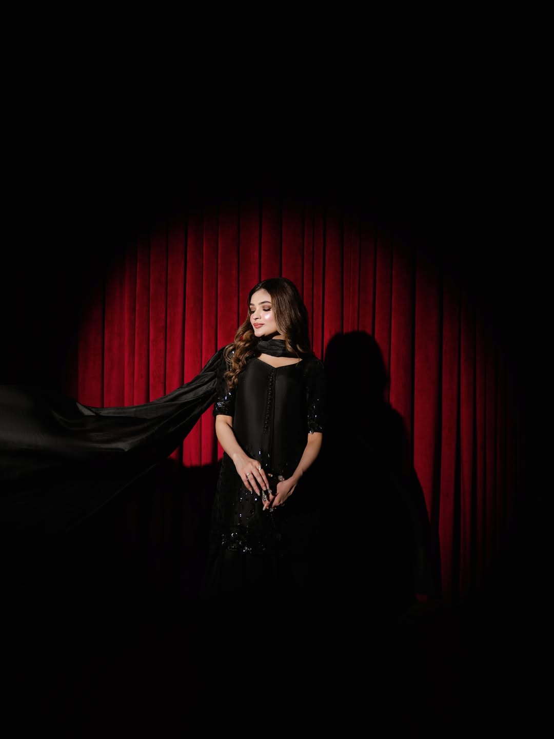 Black Crust Pure Tussle Silk 3-Piece Ladies Suit – Hand-Embellished Shirt, Farshi Shalwar & Handmade Silk Dupatta