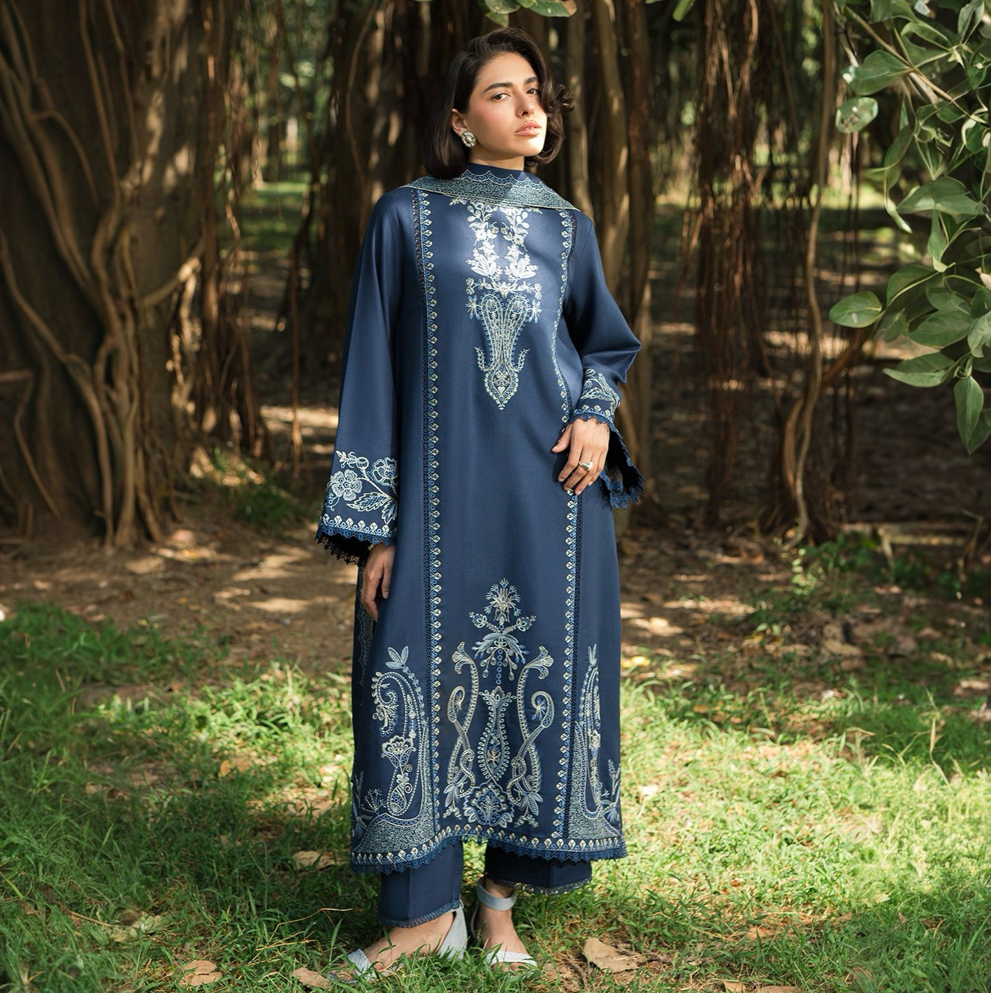 CF-5013 TEAL BLUE  SOFT PREMIUM  SOFT PREMIUMKHADR  WINTERS  DRESS KHADI NET SHAWL ChoiceFabrics