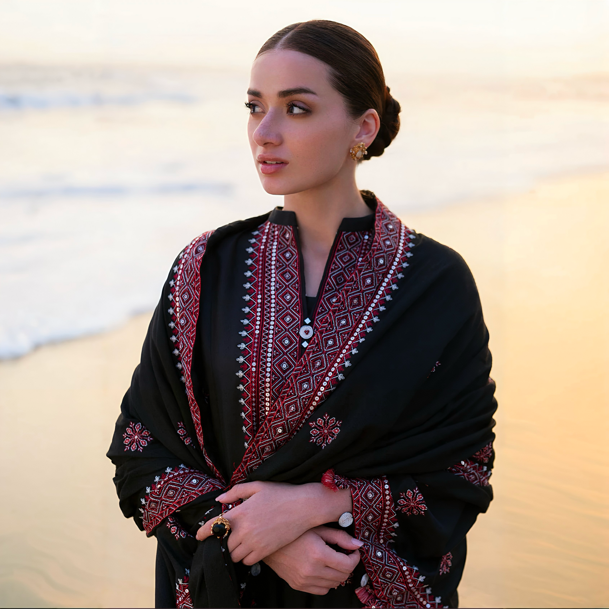 CF-5015 BLACK SOFT PREMIUM  SOFT PREMIUMKHADR  WINTERS  DRESS KHADI NET SHAWL ChoiceFabrics