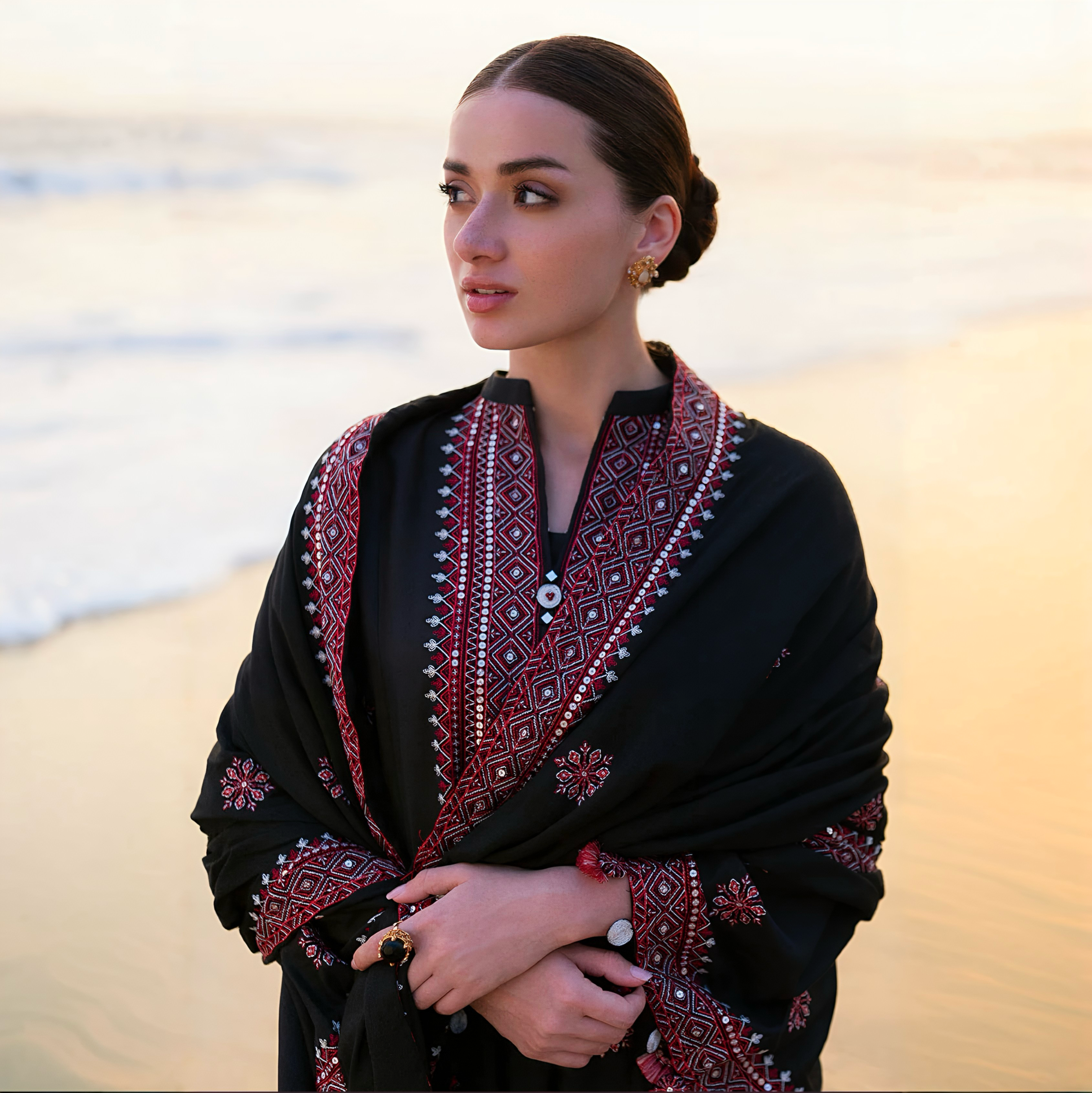 CF-5015 BLACK SOFT PREMIUM  SOFT PREMIUMKHADR  WINTERS  DRESS KHADI NET SHAWL ChoiceFabrics